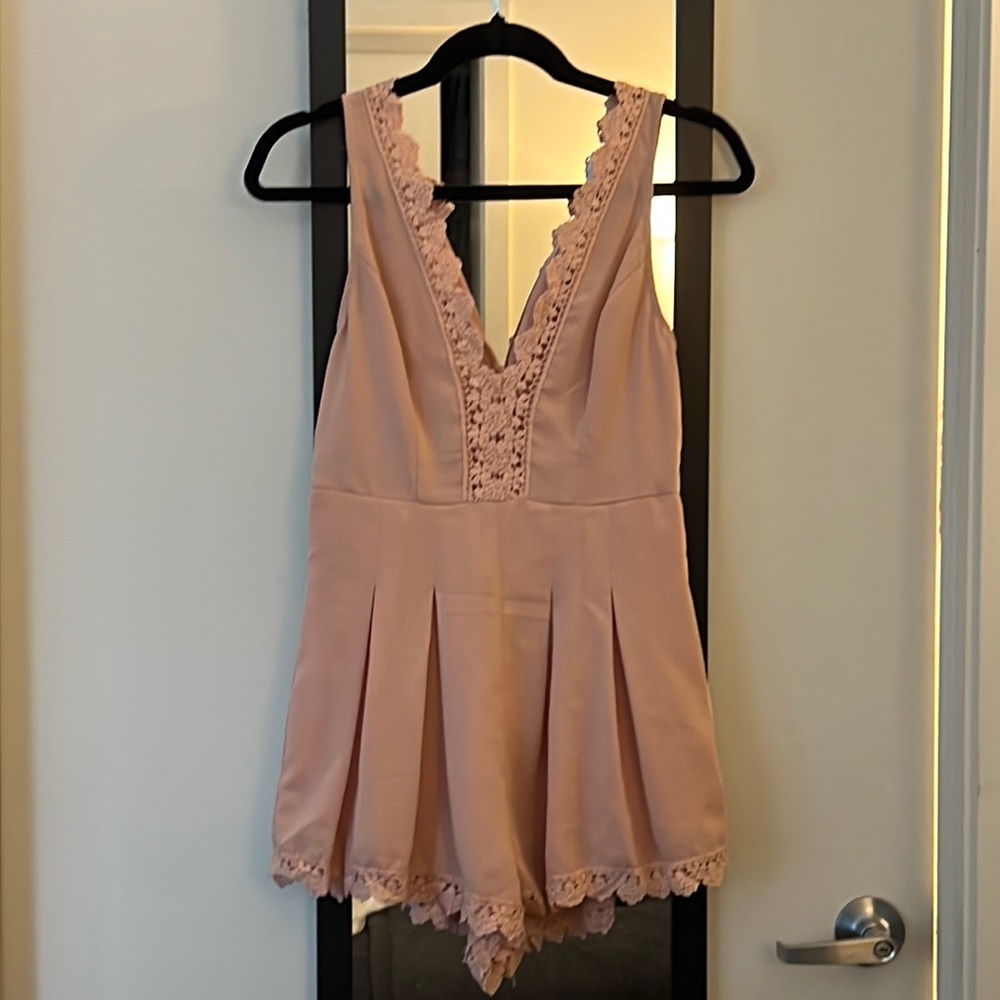 Baby pink lace detail romper size small